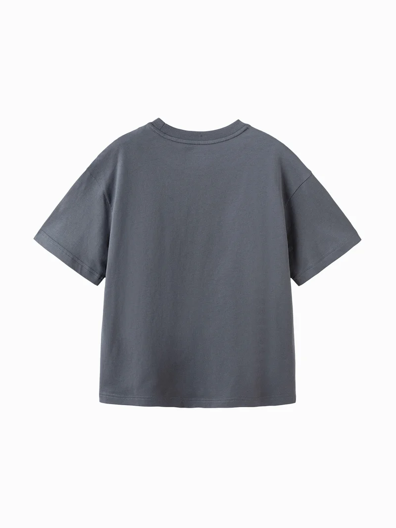 بالابالا Kids Unisex Round v-neck short-sleeved T-shirt