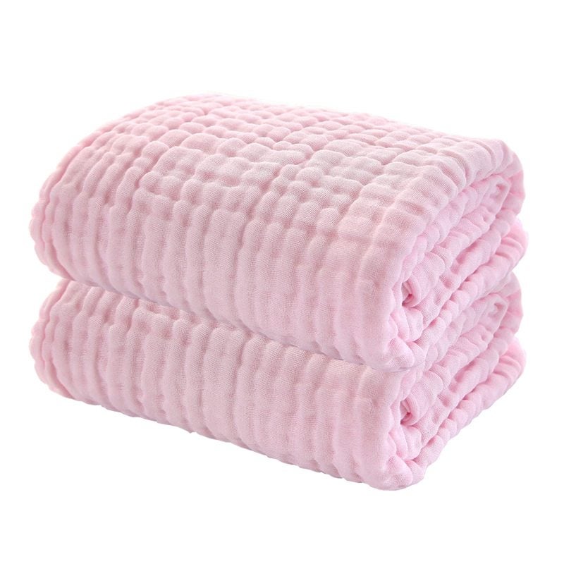 6-Layer Baby Gauze Towel 41.3 X 41.3 Inches Pink Ultra-Soft Natural Cotton - Breathable Multi-Use Cover for Newborns Toddlers Baby Shower Gift - Image 1