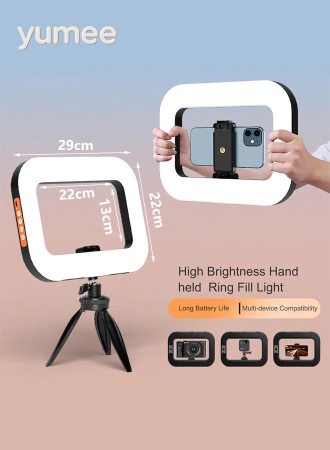 yumee Video Rig with Ring Light – Handheld Stabilizer for Multi-Platform Content Creation, Long-Lasting Power with Built-In 8000mAh Battery, Adjustable Ring Light for Makeup, Outdoor & Live Streaming - Image 1