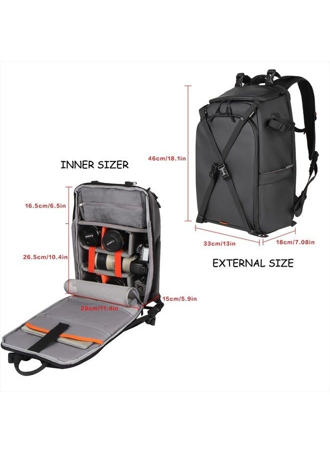 Besnfoto - Camera Backpack Waterproof Medium for DSLR/SLR Mirrorless Camera Photo Bag Women with Laptop Compartment for Travel - Image 1