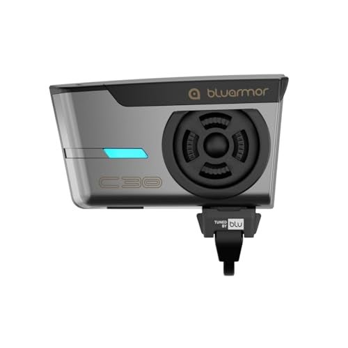 BluArmor C30 Mesh Bluetooth On-Ear Headphones Intercom – Dust & Waterproof Motorcycle Riding Communication System, Grey - Image 1