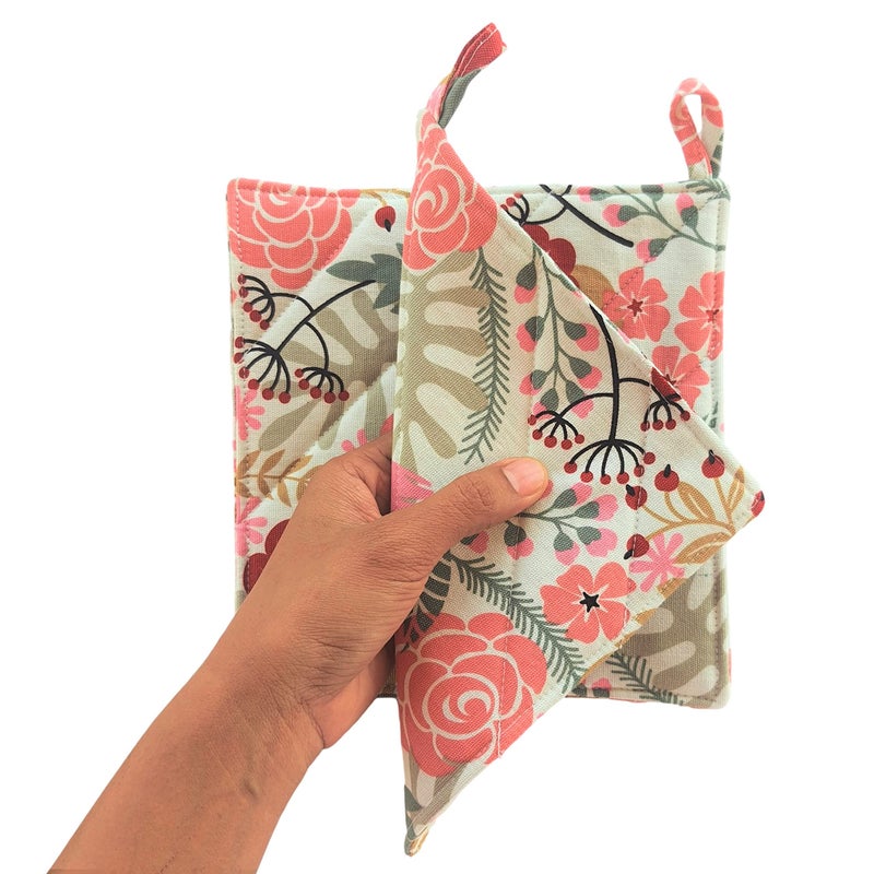 CUSHYSTORE Canvas Pot Holder Oven Pads Potholders for Cooking Kitchen 7.75""  2 Packs (Lovely Exotic Flower) - Image 2