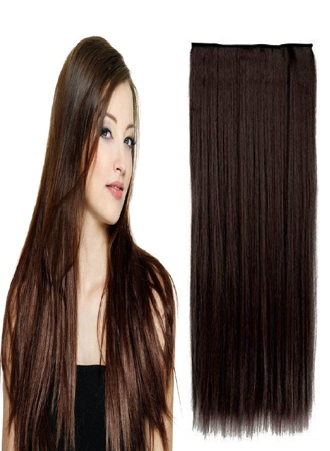 MoonEyes 5 clip-in Synthetic Straight Hair Extension 24 inch (Natural Brown, 120 gram) - Image 1