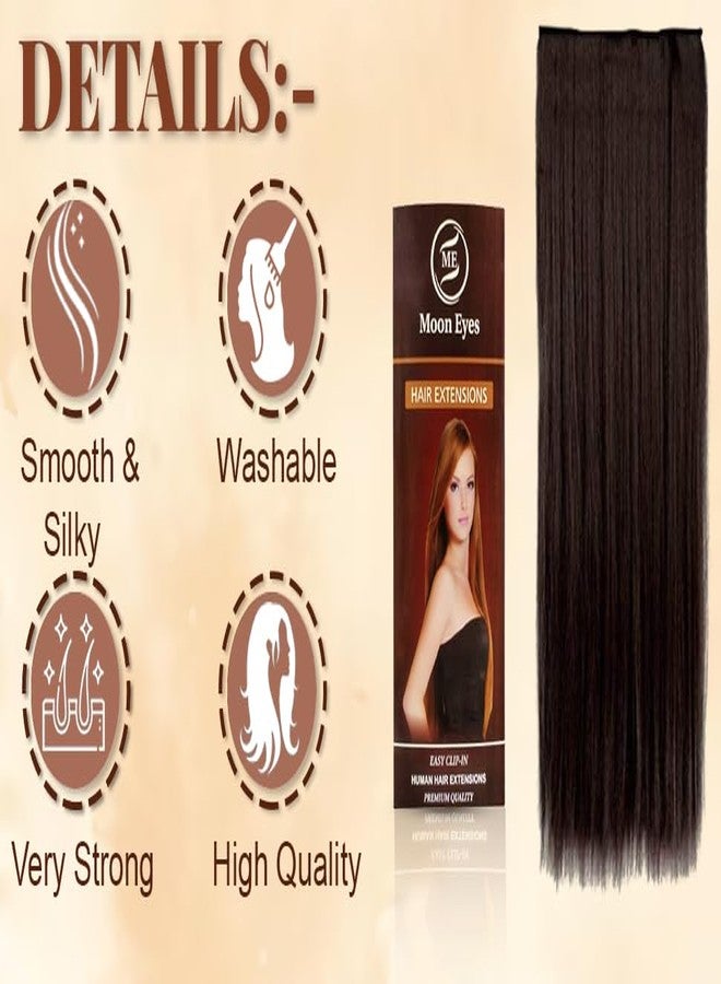 MoonEyes 5 clip-in Synthetic Straight Hair Extension 24 inch (Natural Brown, 120 gram) - Image 5