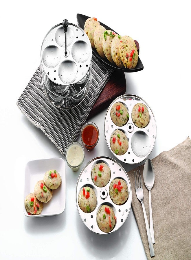 Konquer TimeS Komal Stainless Steel Idly Stand Suitable for Outer Lid Cooker,4x4 Plates,Silver - Image 2