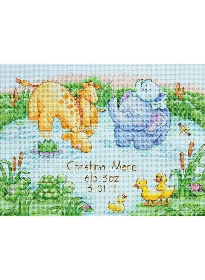 Dimensions طقم تطريز متقاطع لتسجيل ولادة بركة صغيرة، هدية، 12” x 9” - Image 5