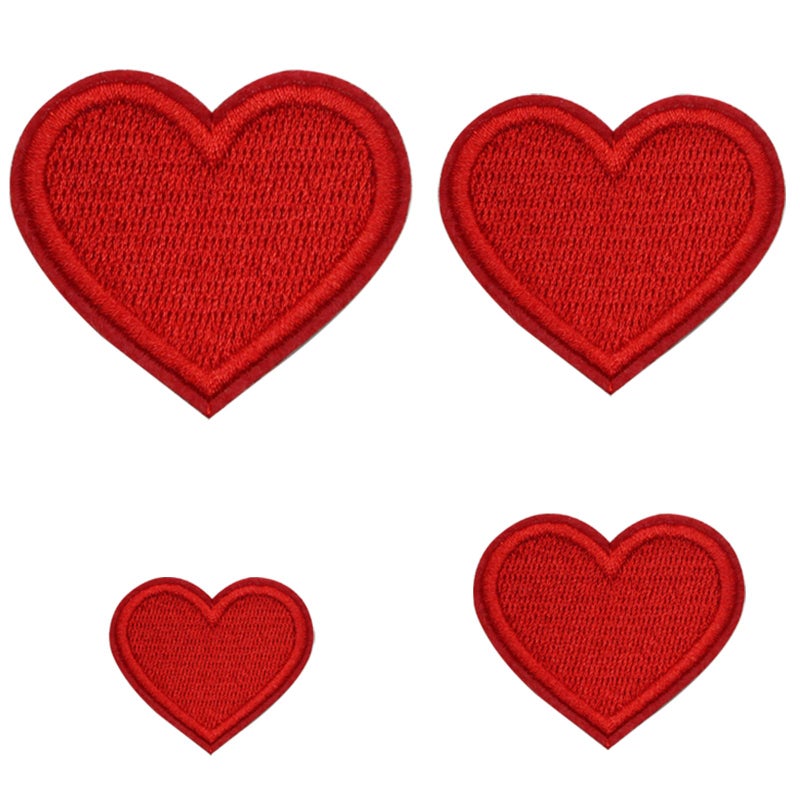 vibedor 32 PCS Red Heart Patches Iron On Patches Heart Shape Sew On Patch Embroidered Patch for Clothes Jeans Backpacks(4 Sizes) - Image 1