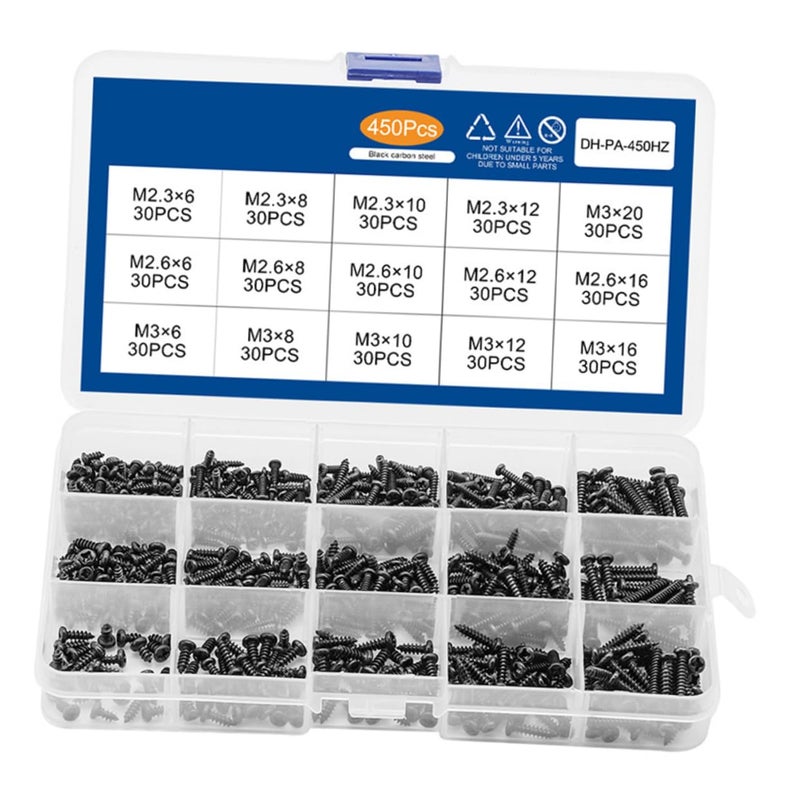 مجموعة مسامير ذاتية التنقيط برؤوس مستديرة لمشاريع الإلكترونيات والأثاث وإصلاحات المنزل - Image 2
