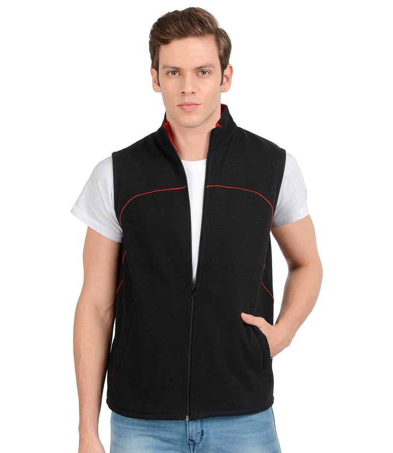 Scott International cotton blend Men's Rich Cotton Regular Fit Stylish Sleeveless Casual Jacket (Jslv2Xl,Black,X-Large) - Image 1