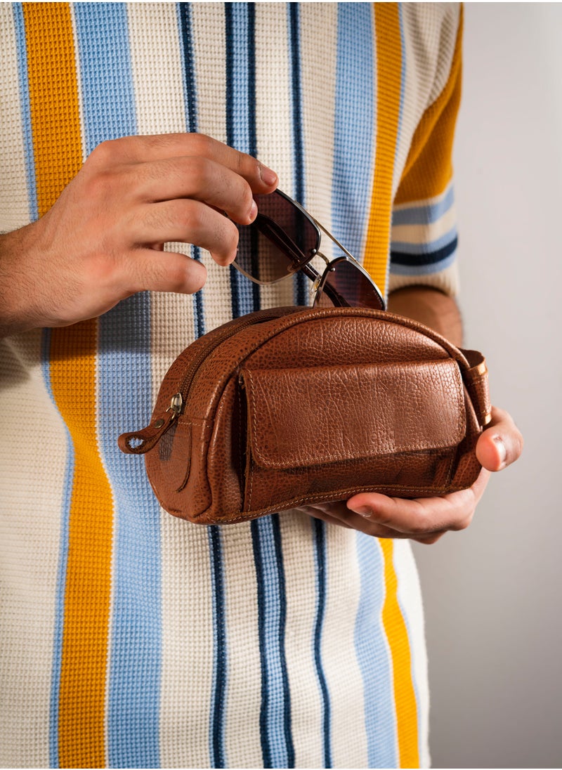 Motevia - Leather handbag for men, comes with a main pocket with a zipper and a front zipper pocket, a men's handbag made of natural leather, elegant, durable and multi-use design. - Image 1