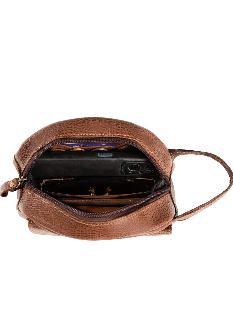 Motevia - Leather handbag for men, comes with a main pocket with a zipper and a front zipper pocket, a men's handbag made of natural leather, elegant, durable and multi-use design. - Image 1