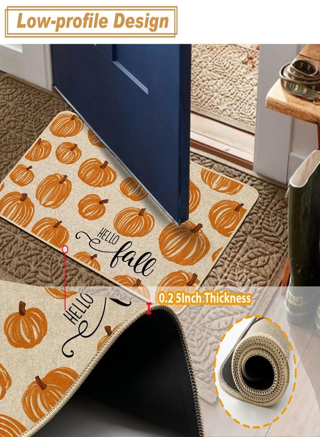 Baccessor Hello Fall Pumpkins Doormat Watercolor Autumn Thaksgiving Front Door Mat Non-Slip Rubber Backing Seasonal Entrance Floor Decoration 17 x 29 Inch - Image 5
