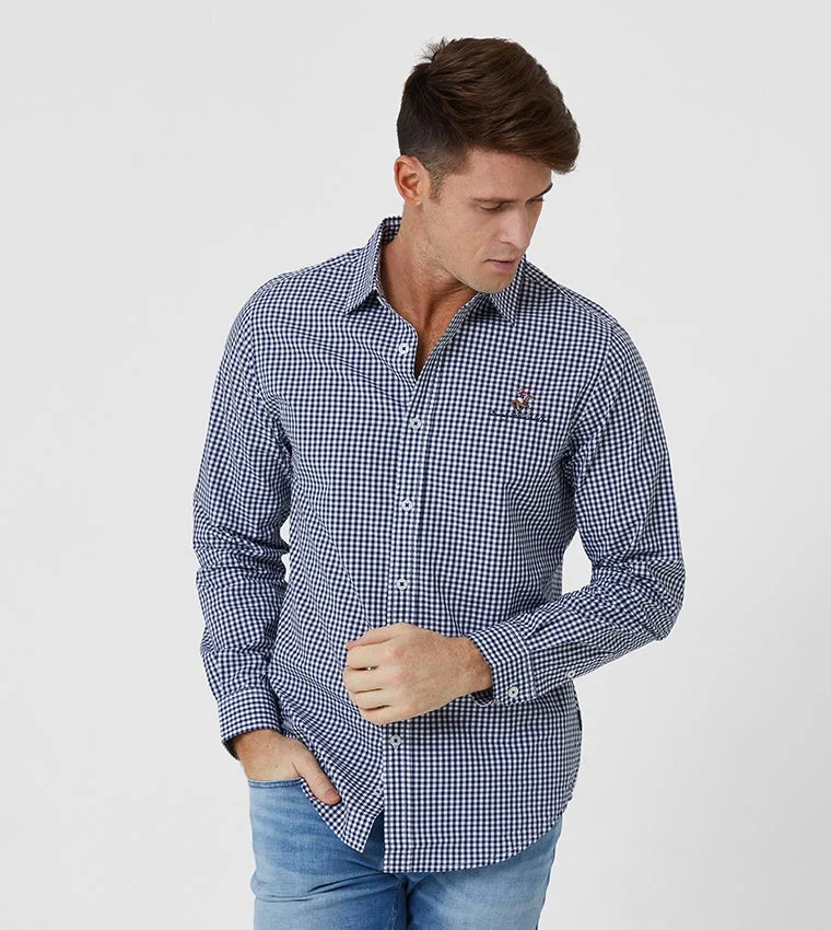 BEVERLY HILLS POLO CLUB Late Summer Blues Side Pleat Shirt