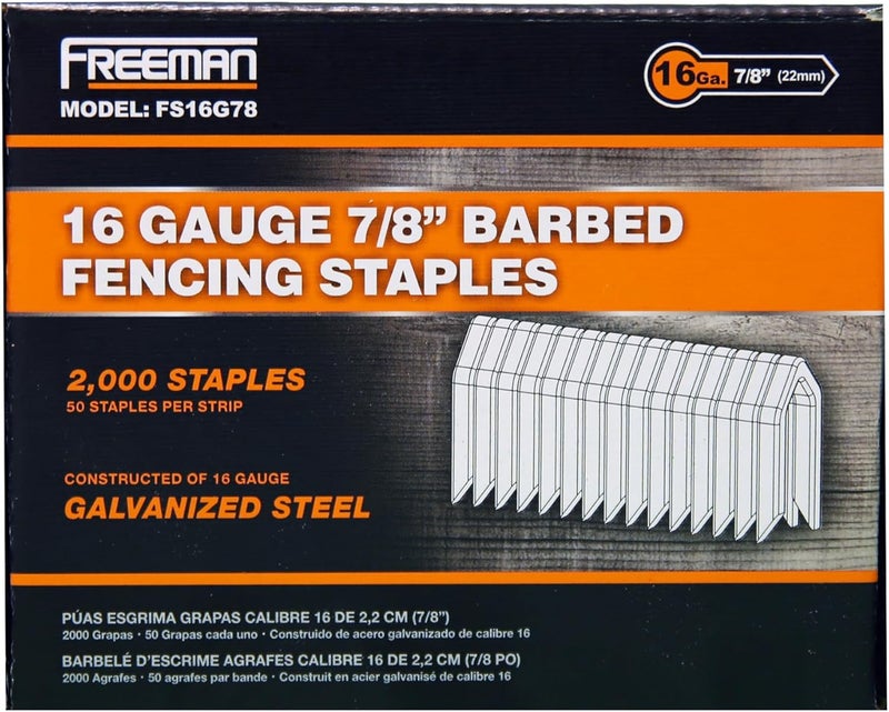 Freeman 16-Gauge 7/8" Fencing Staples | Glue Collated | Galvanized Steel | 2,000 Count | for Livestock, Horse, Chain Link & Deer Fencing | Compatible with PE20VFS16 and PFS16 | FS16G78 - Image 5
