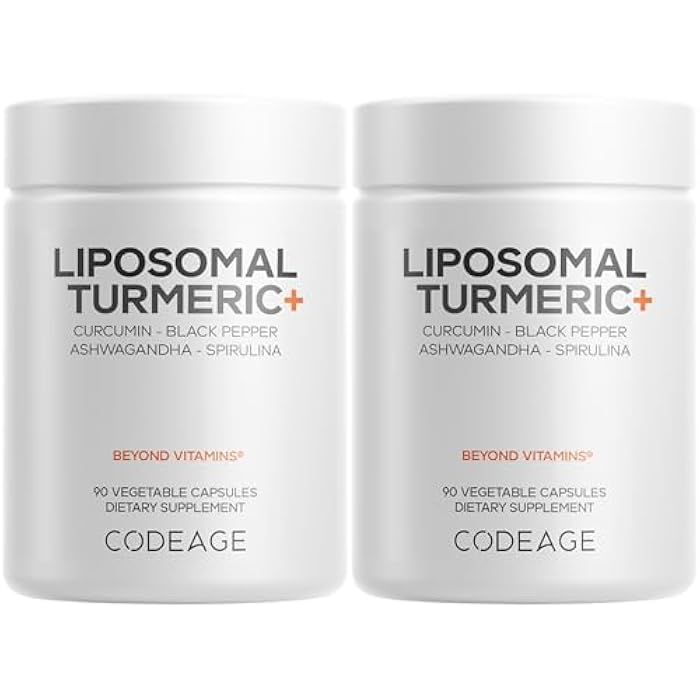 Codeage Organic Turmeric Supplement - 95% Curcumin Extract Pills - Liposomal Fermented Botanical Blend Black Pepper, Ashwagandha, Ginger, Stephania, Boswelia, Cumin, Digestive Bitters - 2 Pack - Image 1