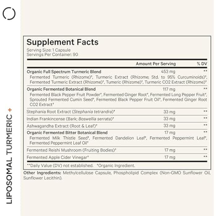 Codeage Organic Turmeric Supplement - 95% Curcumin Extract Pills - Liposomal Fermented Botanical Blend Black Pepper, Ashwagandha, Ginger, Stephania, Boswelia, Cumin, Digestive Bitters - 2 Pack - Image 2