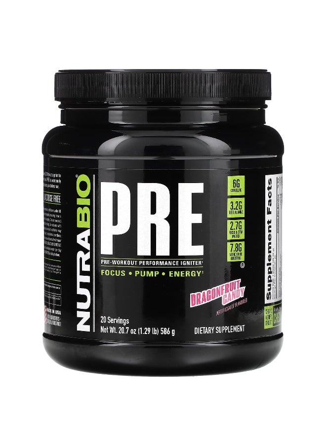 NutraBio NutraBio, Pre-Workout Performance Igniter, Dragonfruit Candy, 1.29 lb (586 g)  - Image 1