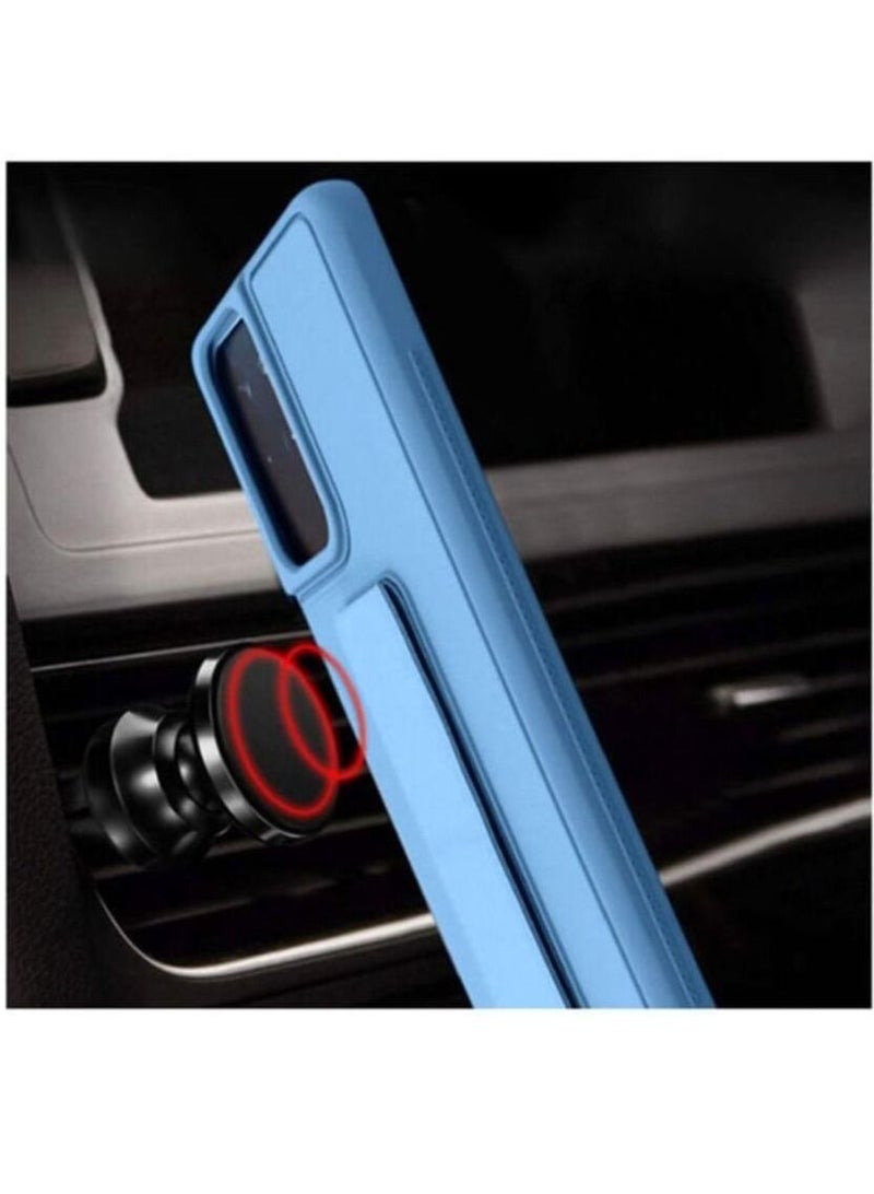 Silicone HandBand Grip Cover Case With Camera Lens Protector For Samsung Galaxy S21 Ultra SkyBlue - Image 5
