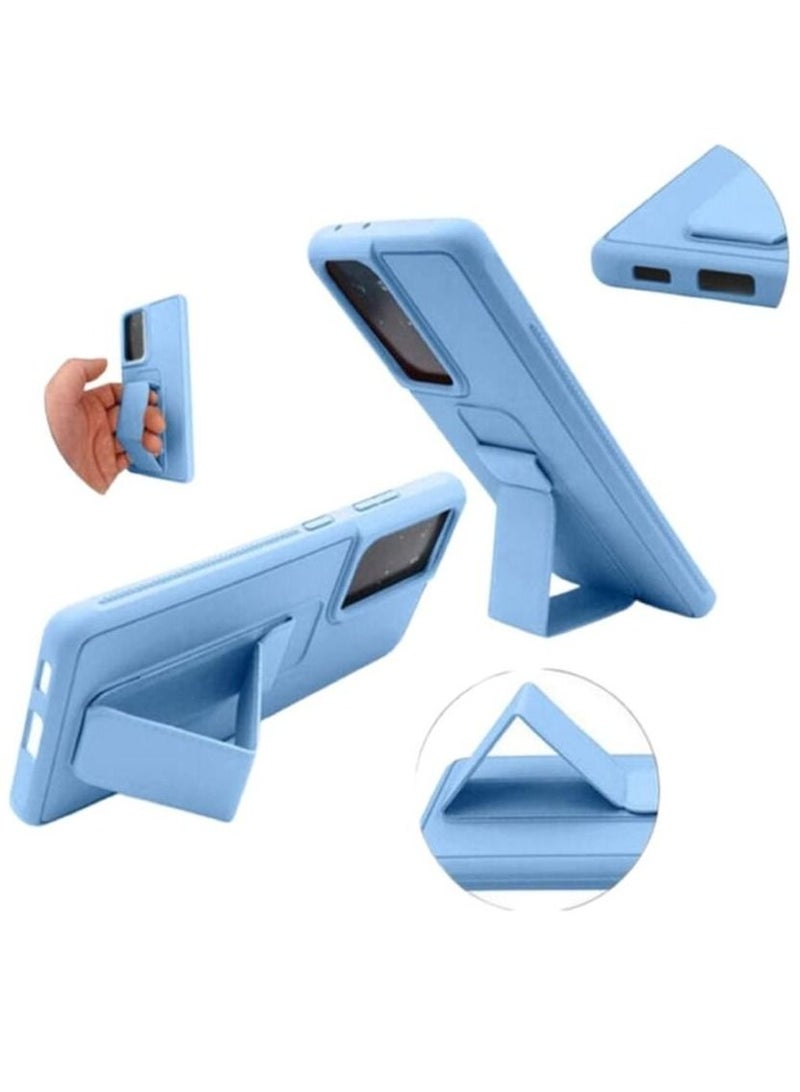 Silicone HandBand Grip Cover Case With Camera Lens Protector For Samsung Galaxy S21 Ultra SkyBlue - Image 2