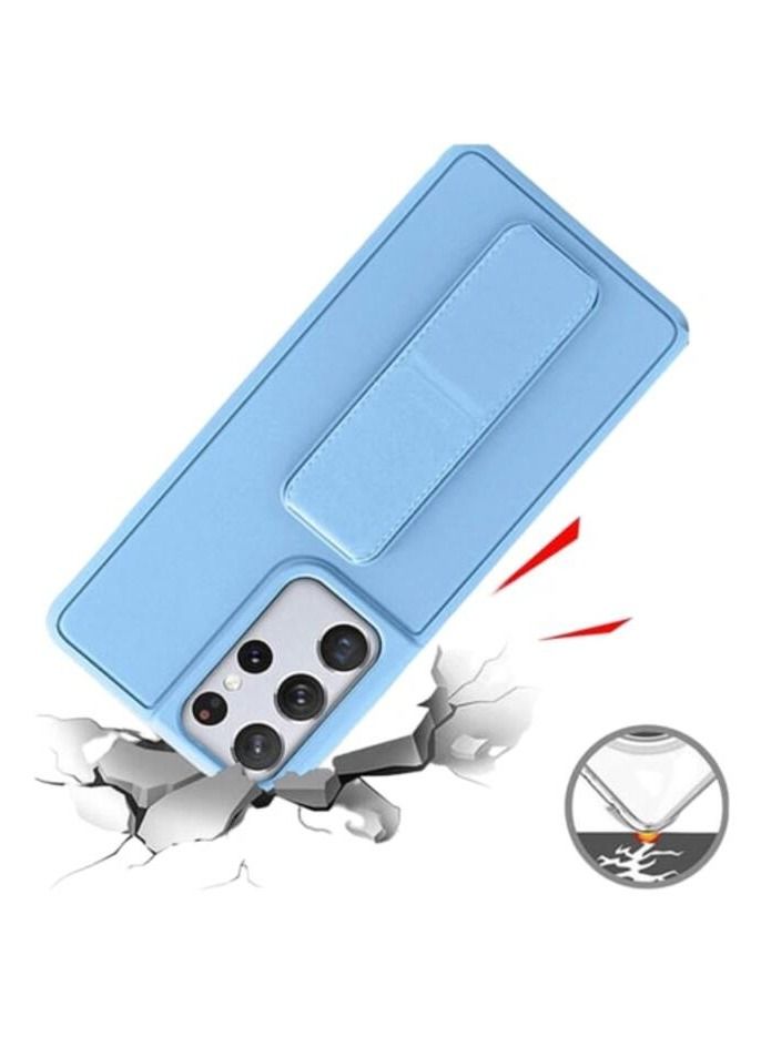 Silicone HandBand Grip Cover Case With Camera Lens Protector For Samsung Galaxy S21 Ultra SkyBlue - Image 3