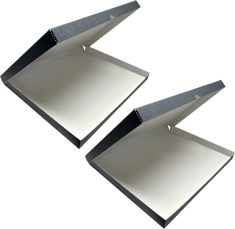 Lineco Folio Storage Box, Clamshell Design with Metal Edge. 23.5x30.5x1.75 in, Archival Boxboard, Preserve Photos, Prints, Cards, Magazines, Documents, Art, Ephemera, Family Records, Gray, Pack of 2 - Image 1
