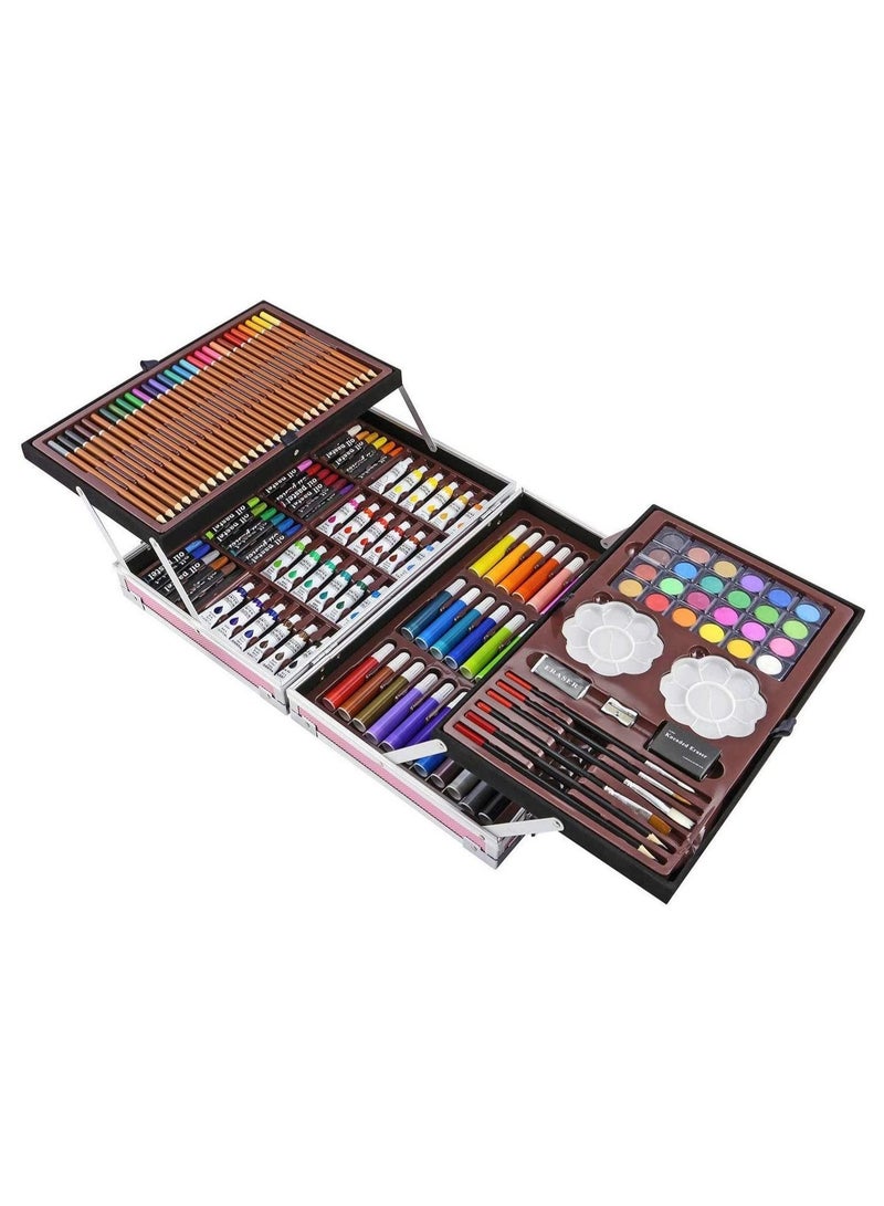 Art Set 145pcs with Portable Box, Professional Artists Drawing Set for Kids, Teens and Adults Including Colored Pencils, Watercolor Paints, Oil Pastels - Image 2