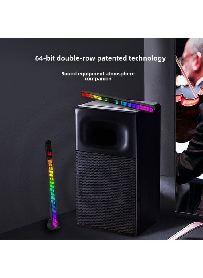 Generic - SOURCE RGB Rhythm Light 64-bit Double Row Sound Pickup Light Desktop Car Atmosphere Light Music Light-Light Color:64-bit Double-row Charging Plus Magnetic Attraction - Image 1