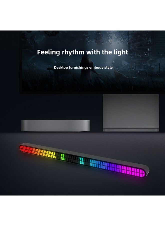 Generic - SOURCE RGB Rhythm Light 64-bit Double Row Sound Pickup Light Desktop Car Atmosphere Light Music Light-Light Color:64-bit Double-row Charging Plus Magnetic Attraction - Image 1
