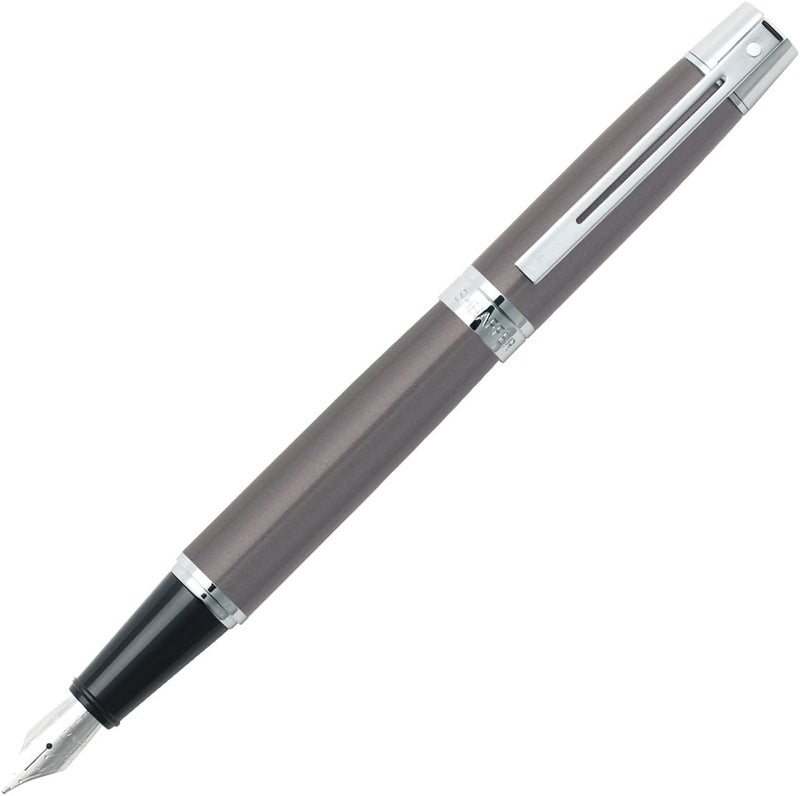 Sheaffer 300 Chrome Plate Trim Fountain Pen Medium Nib Metallic Grey E0932953 - Image 4