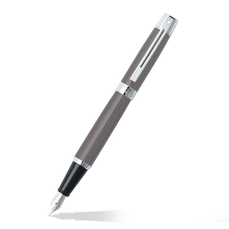 Sheaffer 300 Chrome Plate Trim Fountain Pen Medium Nib Metallic Grey E0932953 - Image 2