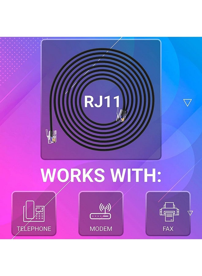 كابل تمديد الهاتف الأرضي بطول 5 أمتار من  سلك الهاتف الأرضي مع مقابس RJ-11 قياسية وكابل مودم إنترنت عالي السرعة (5 أمتار) - Image 2