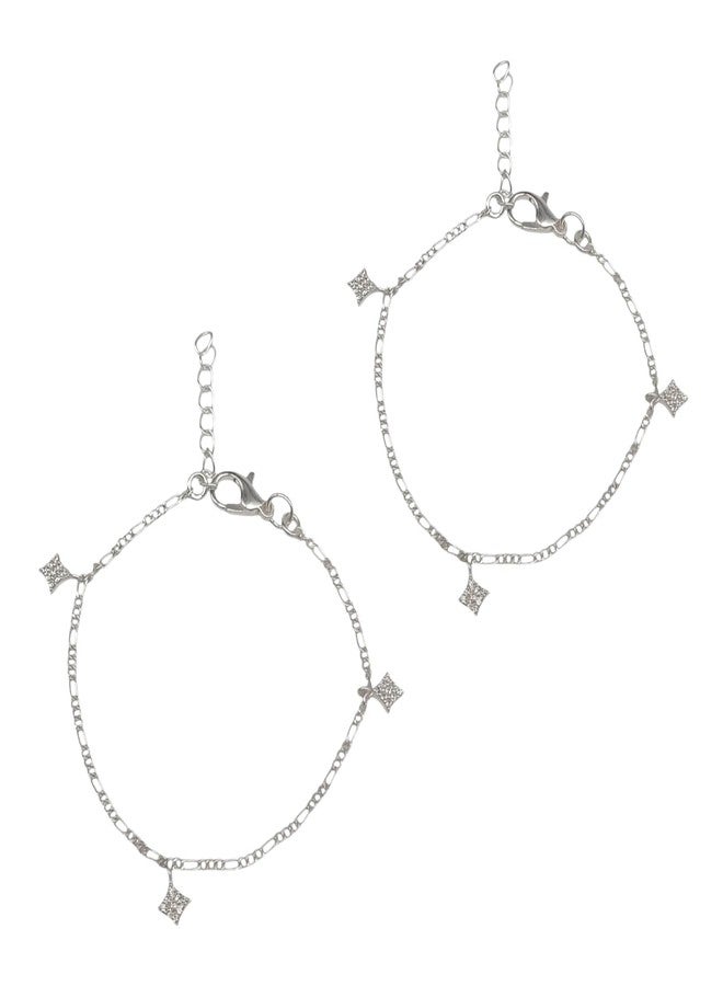 LBV 925 Sterling Silver Star Charm Anklet for Baby Girls 0-5 Years | Adjustable Chain with Lobster Clasp for Babies and Toddlers - Image 1