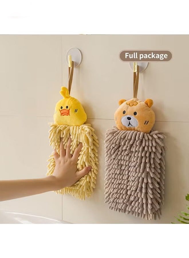 Bukela Hanging Hand Towels for Kitchen with Loop,Bathroom Hand Towels Hanging, Absorbent Microfiber Hand Drying Puff, Double-Sided Animal Thick Kids Hand Dry Towels(Brown) - Image 4