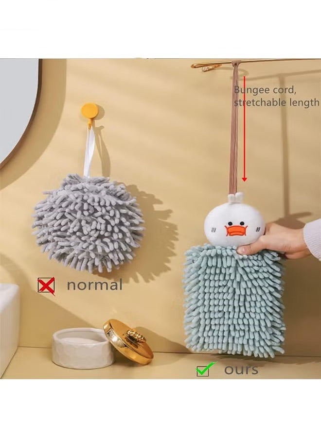 Bukela Hanging Hand Towels for Kitchen with Loop,Bathroom Hand Towels Hanging, Absorbent Microfiber Hand Drying Puff, Double-Sided Animal Thick Kids Hand Dry Towels(Brown) - Image 3