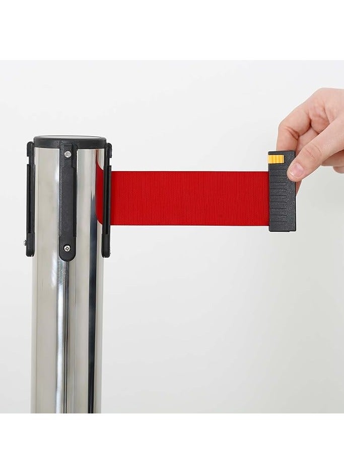 ماركة غير محددة Queue Rope Barrier Silver with Retractable Belt Stanchion Post and Metal Base, Stainless Steel Crowd Control Stand Set for Museum, Airport, Bank  - Image 2