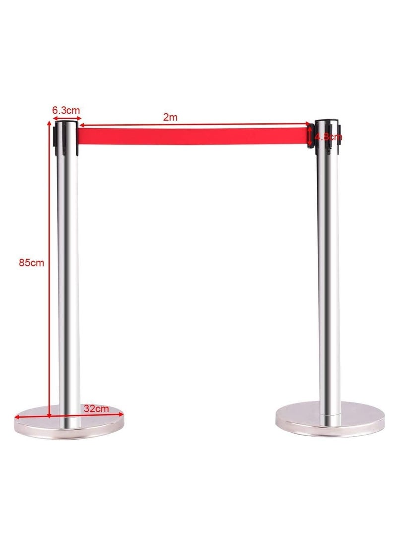 ماركة غير محددة Queue Rope Barrier Silver with Retractable Belt Stanchion Post and Metal Base, Stainless Steel Crowd Control Stand Set for Museum, Airport, Bank  - Image 5