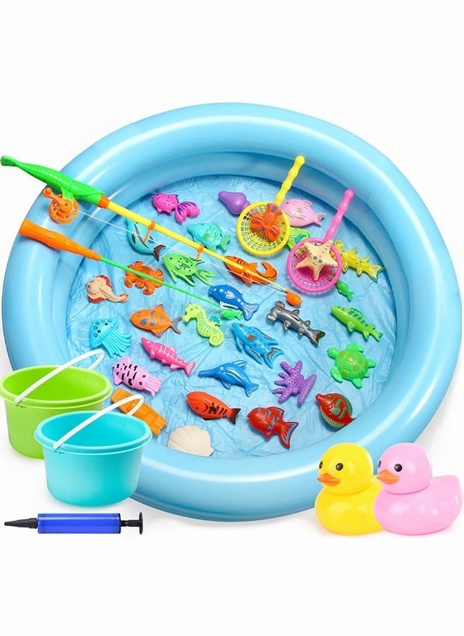 MIXDE - Magnetic Light Up Kids Fishing Pole Bath Toy Set ,Outdoor Water Toys and Fishing Game for Kids Age - Image 1
