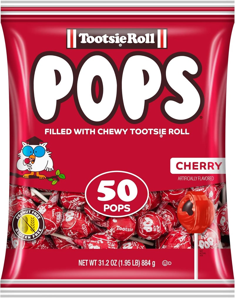 Tootsie Roll مصاصات توتسي بنكهة الكرز مع مركز شوكولاتة - كيس 50 حبة - Image 1