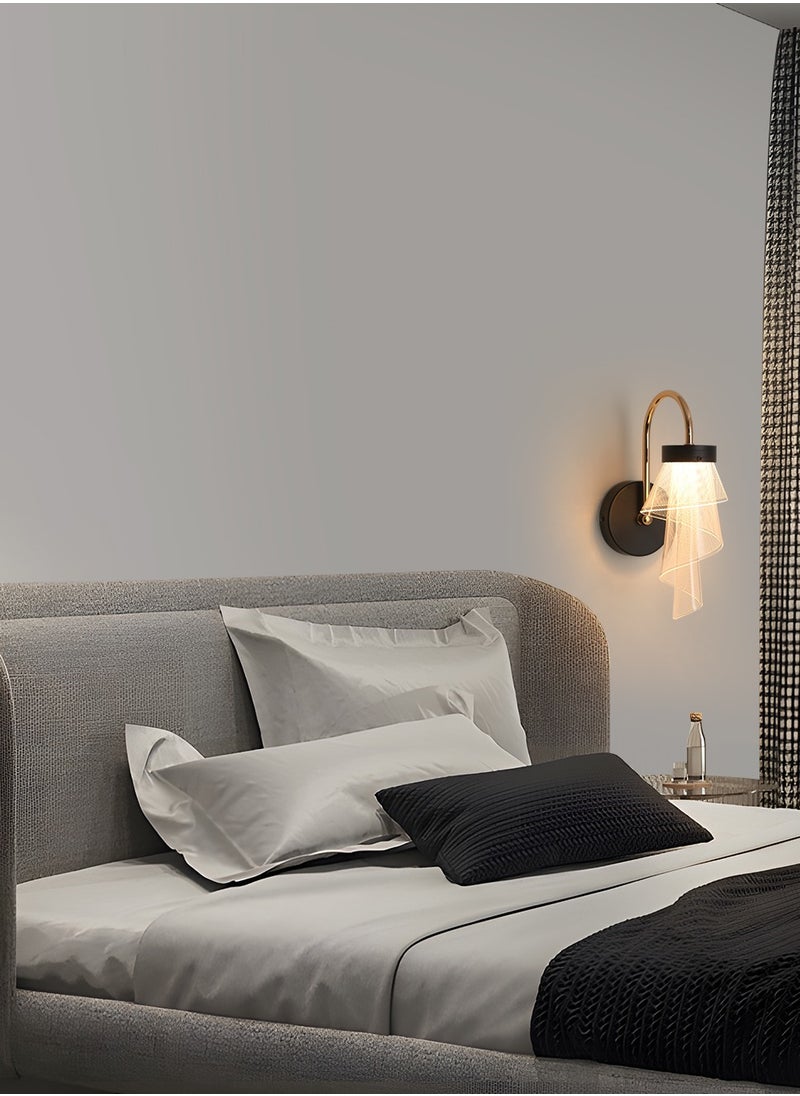 YATAI LIGHTING مصابيح حائط LED سوداء، مصابيح حائط حديثة، مصابيح حائط سلكية، إضاءة حائطية، ديكور بجانب السرير، تركيبات إضاءة مثبتة على الحائط لغرفة المعيشة، غرفة النوم، الرواق، 6 وات (أسود-ذهبي)  - Image 5