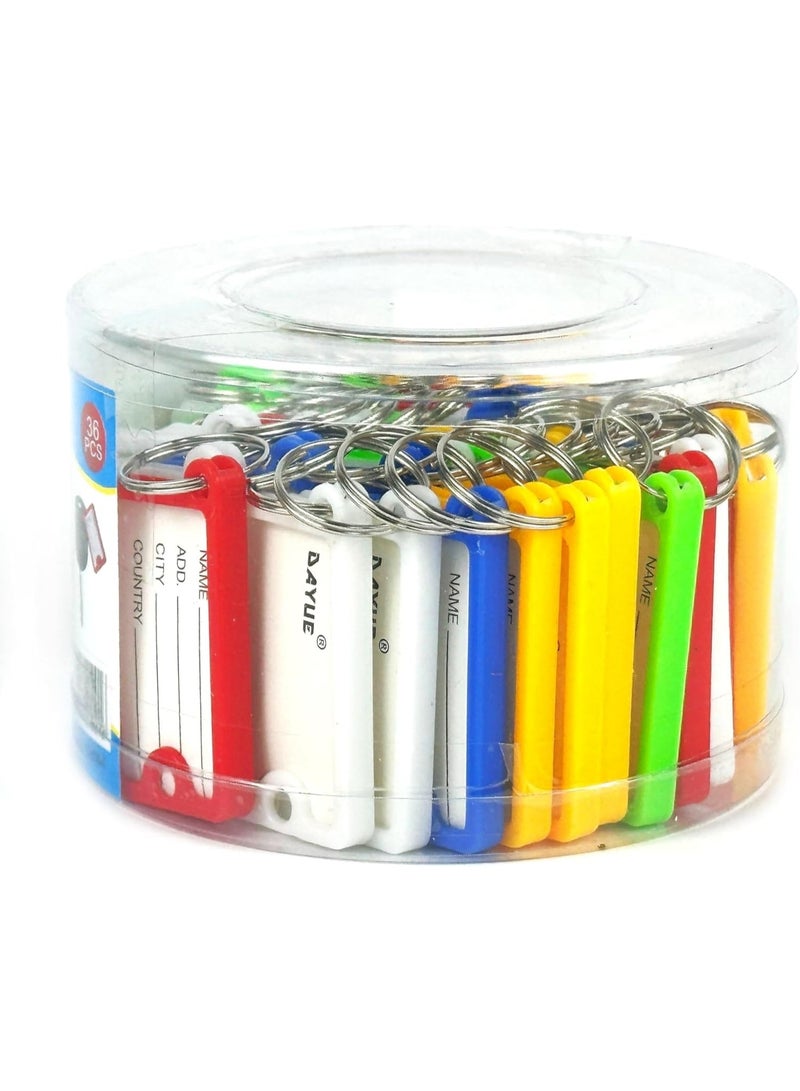 Happy Home 30 Pack Plastic Key Tags with Split Rings and Label Window – Multicolor 10 Colors Keychain Labels for Keys, Luggage, USB Drives, Pet Tags and Office Organization – Durable Flexible Writable Key Identifiers with Paper Inserts for Home Travel and Business Use - Image 4