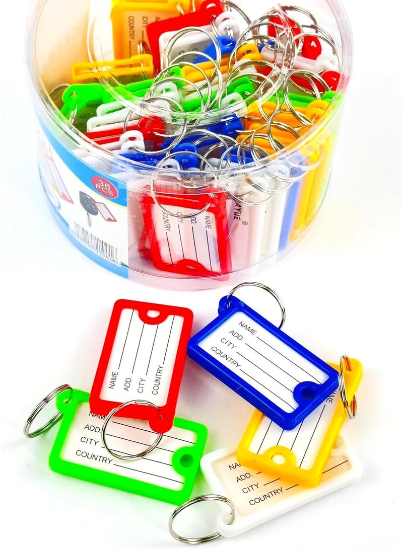 Happy Home 30 Pack Plastic Key Tags with Split Rings and Label Window – Multicolor 10 Colors Keychain Labels for Keys, Luggage, USB Drives, Pet Tags and Office Organization – Durable Flexible Writable Key Identifiers with Paper Inserts for Home Travel and Business Use - Image 3
