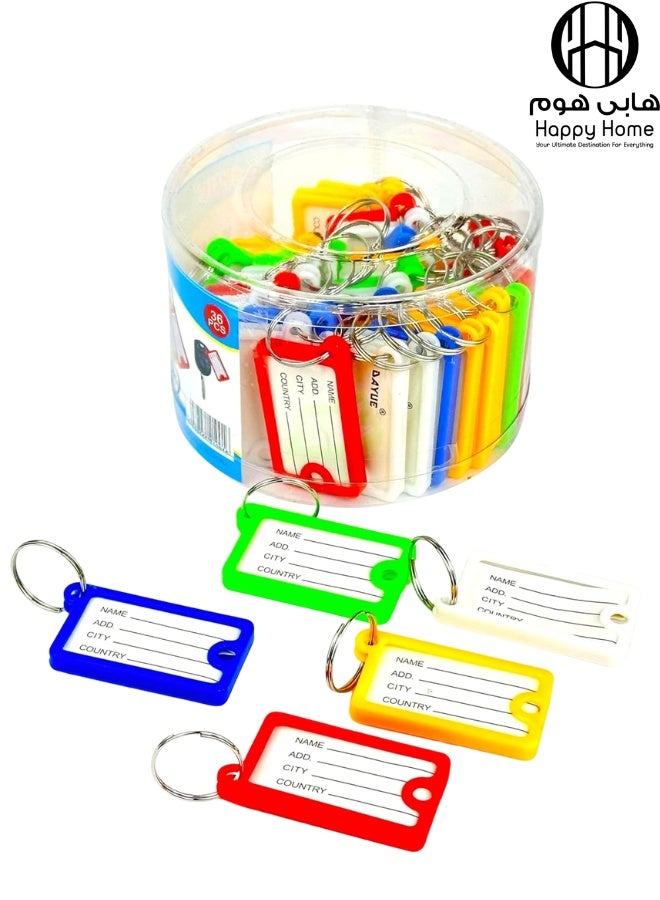 Happy Home 30 Pack Plastic Key Tags with Split Rings and Label Window – Multicolor 10 Colors Keychain Labels for Keys, Luggage, USB Drives, Pet Tags and Office Organization – Durable Flexible Writable Key Identifiers with Paper Inserts for Home Travel and Business Use - Image 1