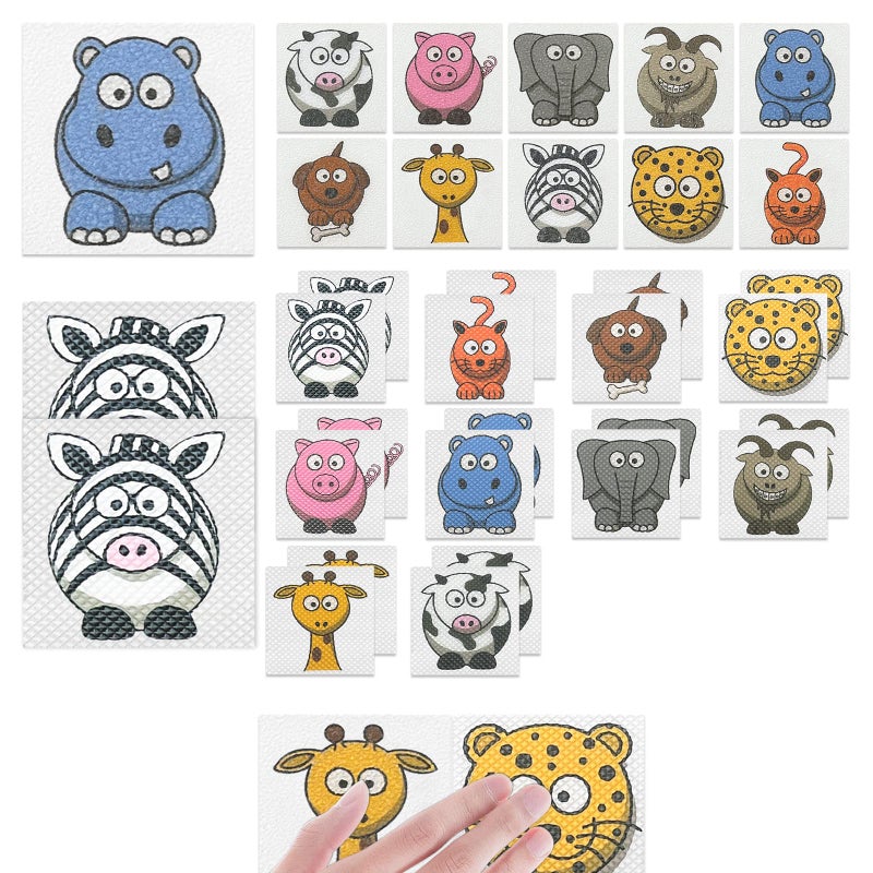 30PCS Calm Sensory Strips Adhesives Stickers Cute Animal Calming Gentle Texture Calm Stress Translucent Textured Tactile Rough Anti Stress Anxiety Sensory Stickers