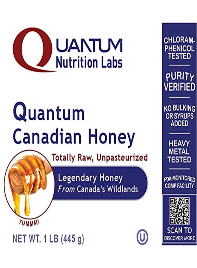 Quantum Nutrition Labs Canadian Honey - Raw Honey, Pure Honey, Raw Unpasteurized Honey, Unfiltered, 100% Pure, Sugar-Free, Unprocessed Wildflower Honey - 1 lb Jar - Image 2