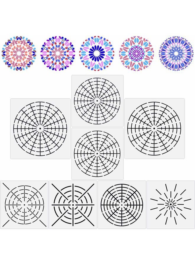 Outus 8 Pieces Mandala Dotting Stencils Reusable Mandala Stencil Template Set 8/12/16 Segment Mandala Painting Drawing Stencils for Wood, Fabric, Glass, Metal, Walls DIY Painting Art Projects - Image 1
