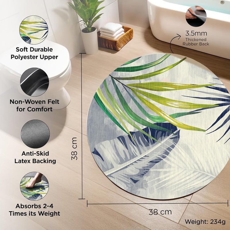 UMAI Polyester Rubber Bathroom Mat (38cm) Round Bath Mat | Anti Skid Mat for Bathroom Floor | Bathroom Accessories | Bathroom Mats Water Soak | Non Slip Mat for Bathroom | Floor Mat (Multicolour) - Image 2