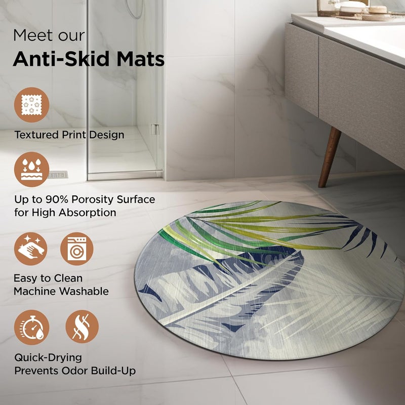 UMAI Polyester Rubber Bathroom Mat (38cm) Round Bath Mat | Anti Skid Mat for Bathroom Floor | Bathroom Accessories | Bathroom Mats Water Soak | Non Slip Mat for Bathroom | Floor Mat (Multicolour) - Image 4