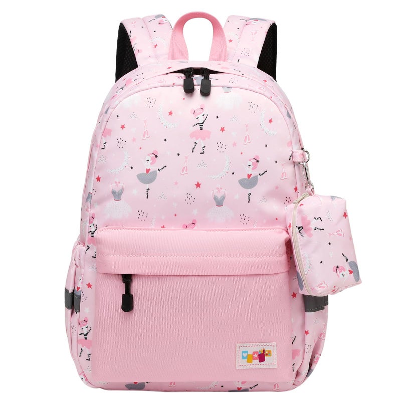 mygreen Backpack for Kids Girls Preschool Backpack Kindergarten BookBag School Backpack with Chest Strap Dancing Girl Pink - Image 2