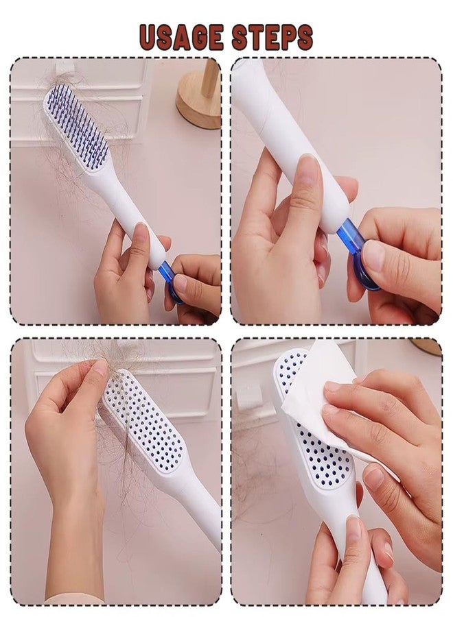 Ronsaali Self Cleaning Hair comb | light weight | Handy | Stylish | 2 Nos. (Pink & Blue) - Image 4