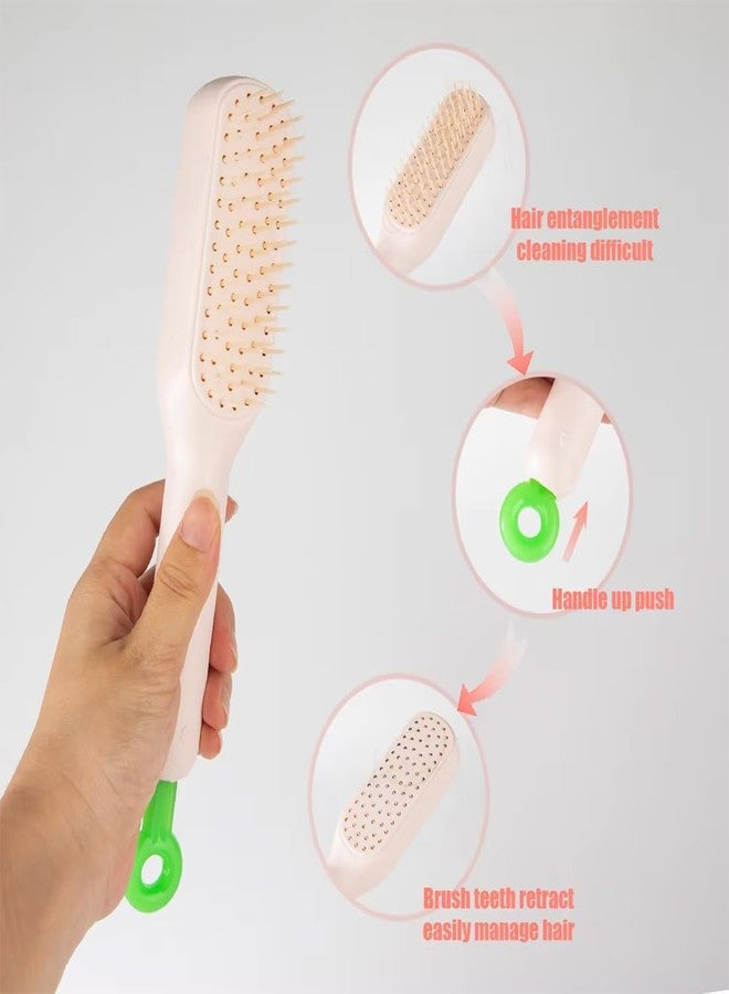 Ronsaali Self Cleaning Hair comb | light weight | Handy | Stylish | 2 Nos. (Pink & Blue) - Image 5
